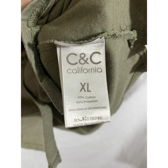 C&C California Women’s XL Green Short Sleeve Button Up Cotton Blouse - Picture 3 of 8